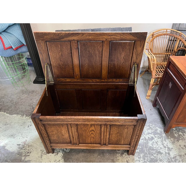 Early 1900's solid patinated oak flat panel construction and joinery. Wuarter swen oak with tiger strip ray fleece in the...