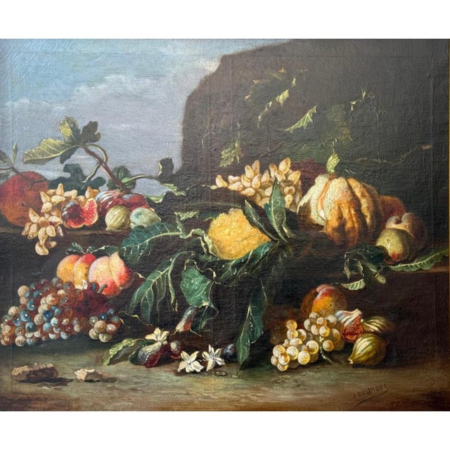 Rustic Still Life With Fruits - Signed Oil on Canvas, 19th Century For Sale - Image 3 of 8