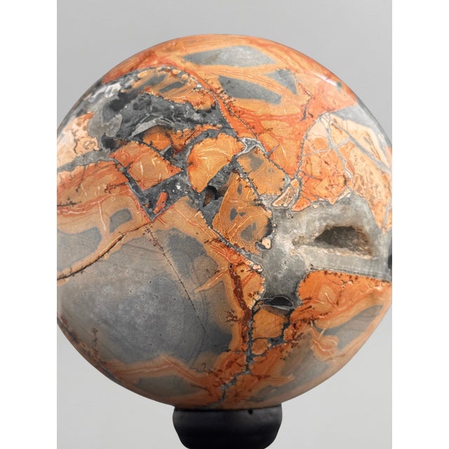 Red Maligano Jasper Spheres on Bases, 2010s, Set of 2 For Sale - Image 9 of 10
