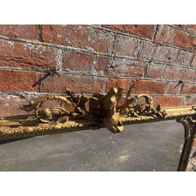 Large Antique English Gilt Overmantle Mirror, 19th Century For Sale - Image 3 of 9