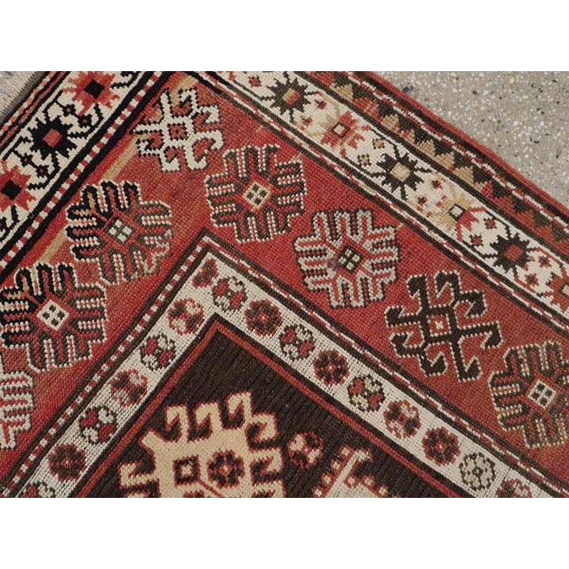 Early 20th Century Early 20th Century Handmade Caucasian Kazak Throw Rug For Sale - Image 5 of 6