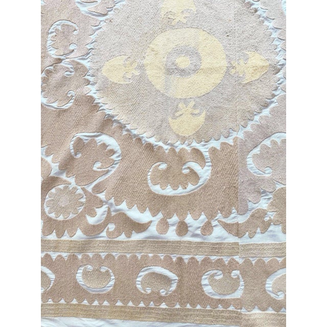 Mid-Century Modern Tashkent Suzani Tablecloth - Hand-Embroidered Textile For Sale - Image 3 of 9