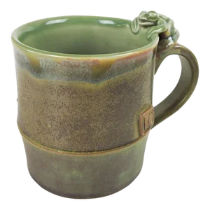 V Chin Blue Olive Green Porcelain Studio Pottery Mug Vorakit Chinookoswong