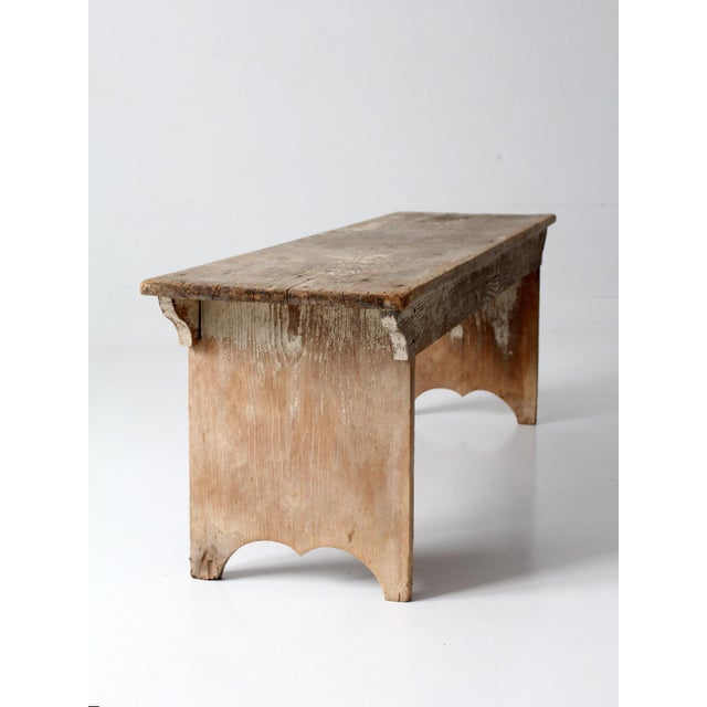 Antique Primitive Wood Farmhouse Bench For Sale - Image 16 of 16