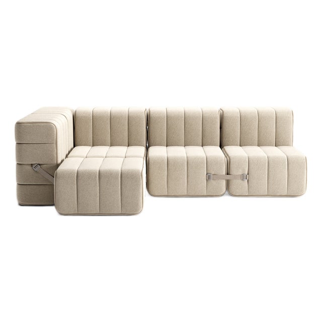 Curt Modular Set - Flexible Small Corner Sofa - Jet - 9110 (Grey / Beige) by Ambivalenz, Set of 9 For Sale