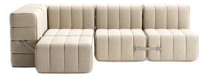 Curt Modular Set - Flexible Small Corner Sofa - Jet - 9110 (Grey / Beige) by Ambivalenz, Set of 9
