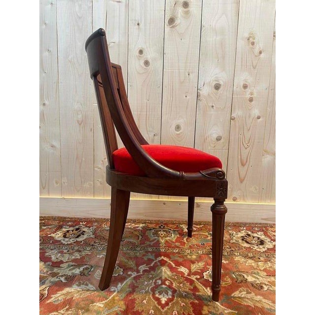 Louis XVI Empire Gondola Chairs in Mahogany, Set of 6 For Sale - Image 9 of 10