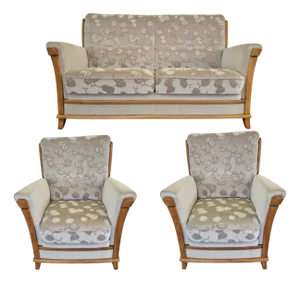 Art Deco Sofa and Armchairs, Set of 3