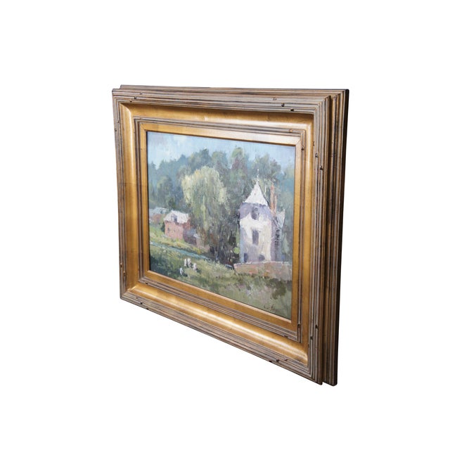 Impressionist Brent Jenson Country Village Landscape Impressionist Oil Painting on Board 34" For Sale - Image 3 of 12