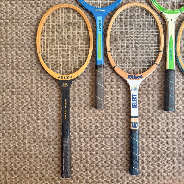 Vintage Wooden Tennis Rackets - Set of 5 For Sale - Image 6 of 8