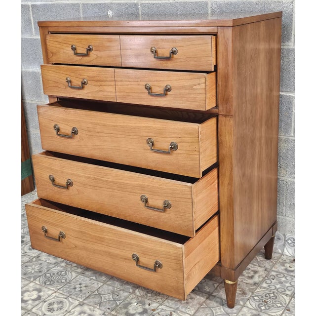 Wood Century Furniture Mid 20th-C. Italian Tuscan Walnut & Brass Chest of Drawers For Sale - Image 7 of 12