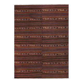 1960s Oversize Bohemian Striped Wool Kilim Rug 9' X 12'5'' For Sale