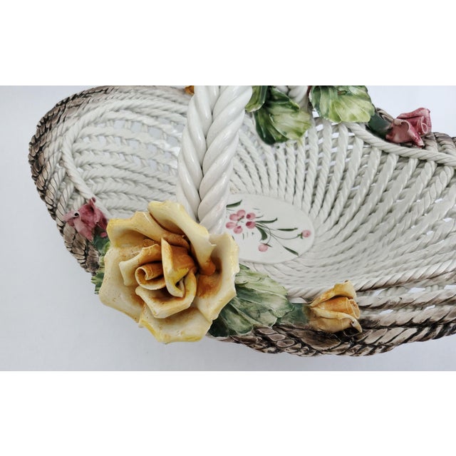 Ceramic Bowl Centerpiece Spaghetti Porcelain & Roses Italy 1960s For Sale - Image 7 of 13