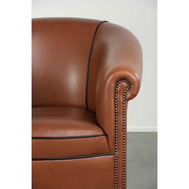 English Cowhide Leather Club Armchair For Sale - Image 9 of 14