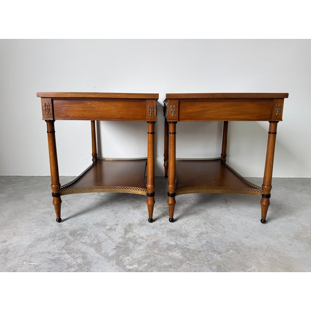 Pair of Vintage John Scalia for Schmieg & Kotzian Galleried Style One-Drawer Nightstands For Sale - Image 10 of 16