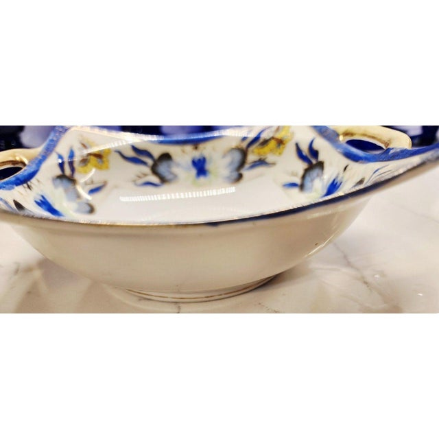 Mid 20th Century 1950s Noritake Porcelain Square Handled Dish With Blue and Yellow Butterfly Motif For Sale - Image 5 of 5