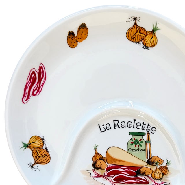 Pillivuyt et Cie Vintage Pillivuyt France Porcelain La Raclette Divided Plates - Set of 6 For Sale - Image 4 of 7