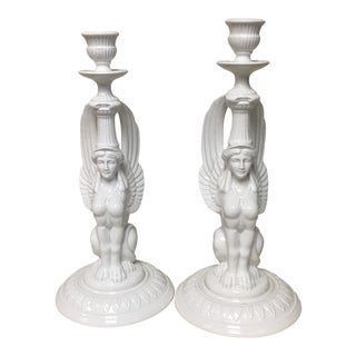 Fitz & Floyd White Sphinx Egypt Bookends For Sale