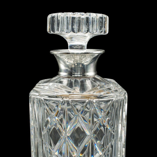 Vintage Silver Collared Spirit Decanter, English, Crystal, Whiskey, Hallmarked For Sale - Image 9 of 12