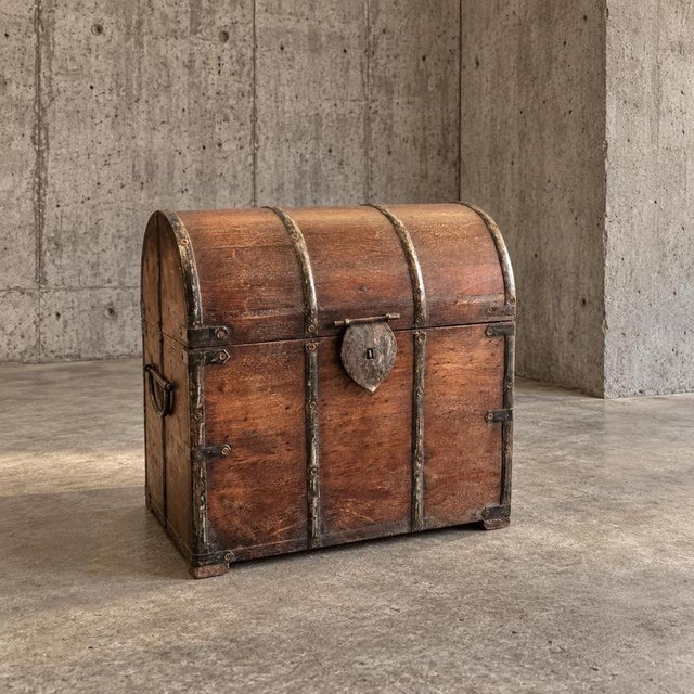 Antique Military Campaign Brass Bound Wooden Wine Bottle Chest For Sale - Image 3 of 6