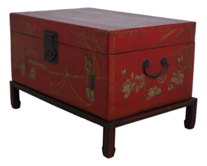 Vintage Chinese Paint Decorated Flip Top Box