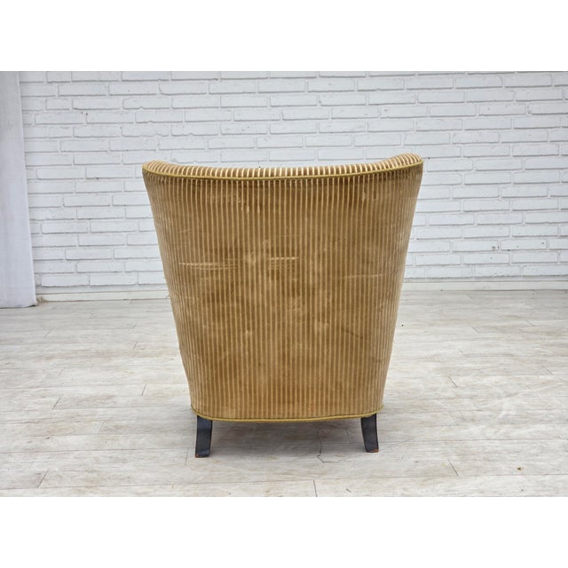 Brown Danish Beech Armchair with Corduro Upholstery, 1950s, For Sale - Image 8 of 18