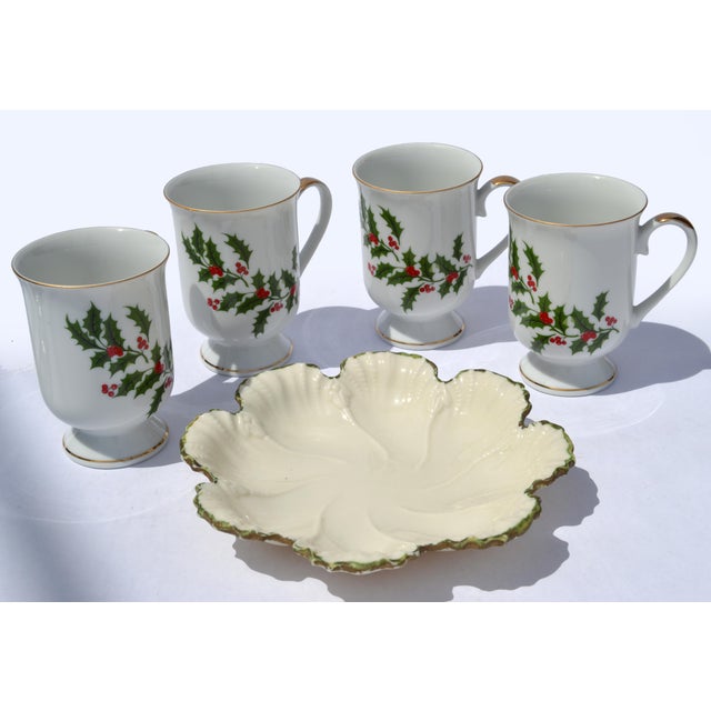 Early 20th Century Early 20th Century Lenox Leaf Collection Fine Bone Ceramic Dish Scalloped Edges For Sale - Image 5 of 12