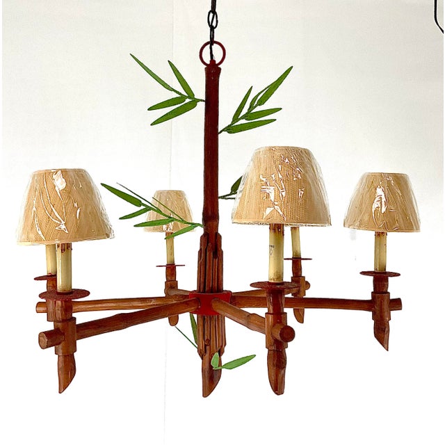 Natural Bamboo and Metal Currey and Co. Chandelier For Sale - Image 10 of 13