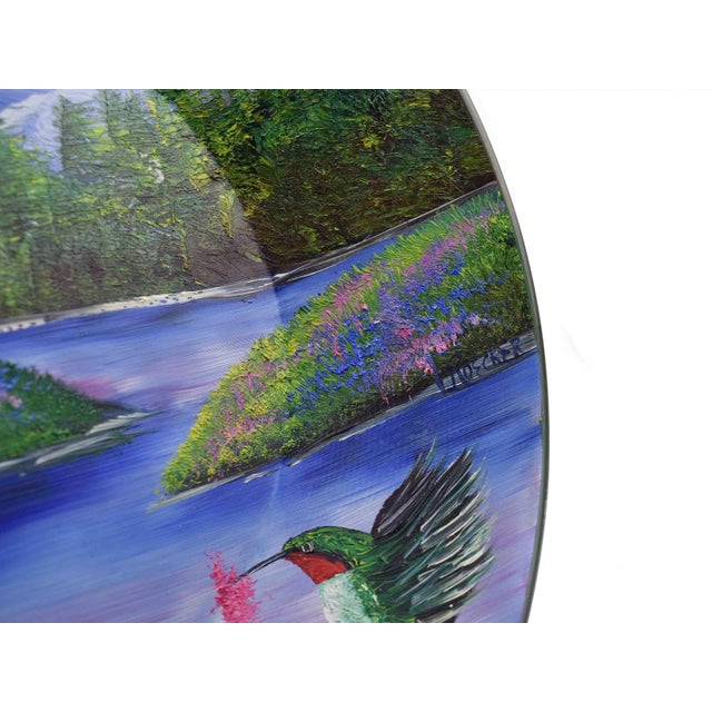 Hand-Painted Alaska Scenic Landscape Metal Display Wall Plate For Sale - Image 4 of 7
