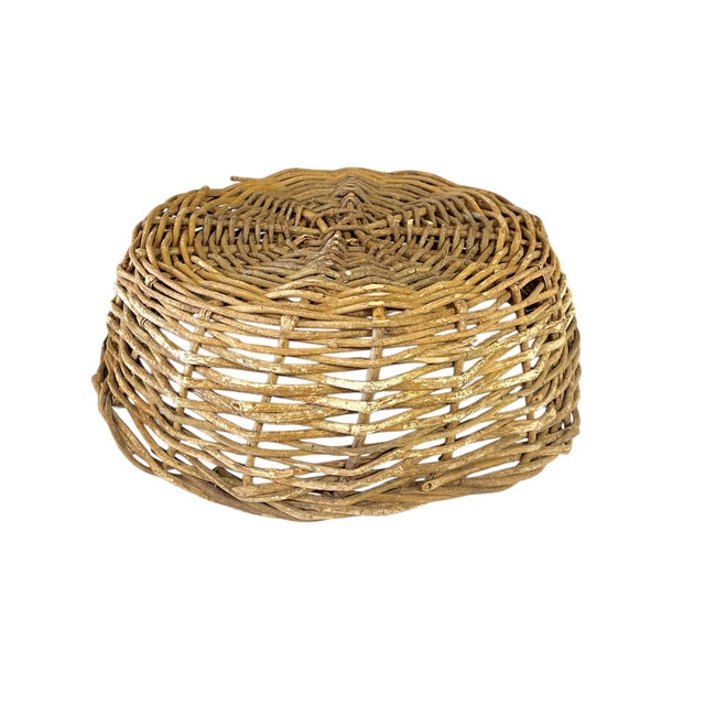 Wood Vintage Large French Provincial Handwoven Grape Vine Twig Basket 22” Diameter For Sale - Image 7 of 10