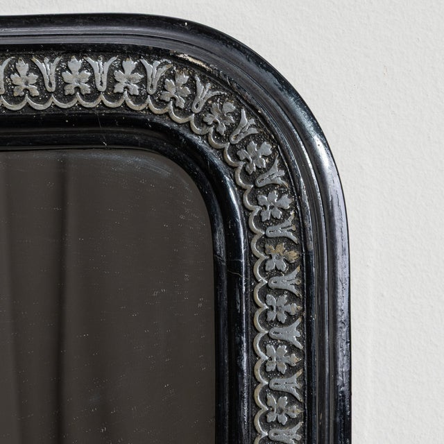 French 19th Century France Napoleon III Black Wood Mirror For Sale - Image 3 of 10