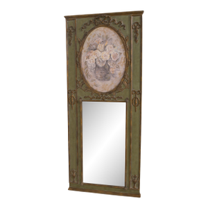 French Louis XV Style Paint Decorated Trumeau Mirror