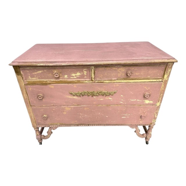 Shabby Chic French Provincial Pink Painted Chest of Drawers Hollywood Provenance Days of Our Lives + For Sale
