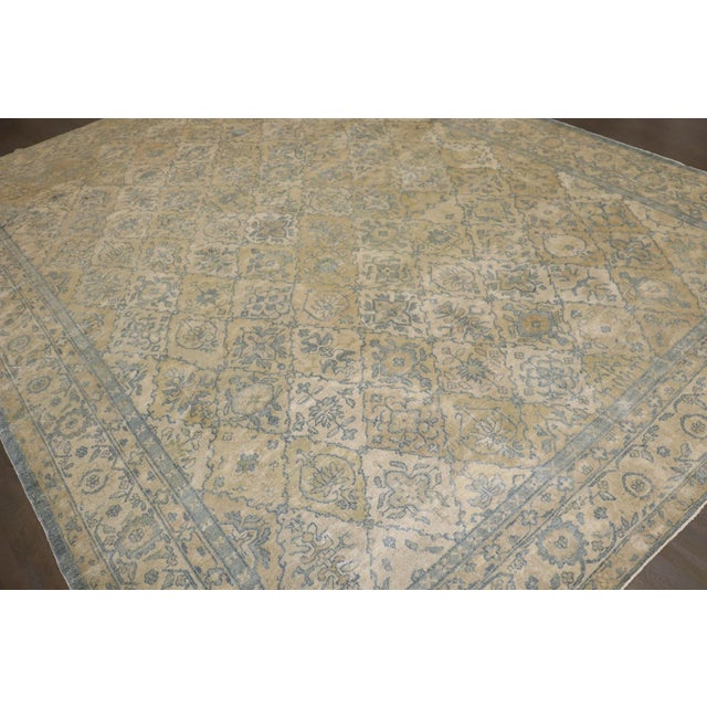 Early 20th Century Lovely Blue Tan Chinese Geometric Rug - 10' x 13'3" For Sale - Image 4 of 12