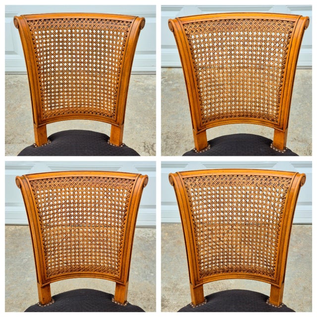 c.1940s Directoire Neoclassical French Regency Fruitwood Cane Back Dining Chairs, Set of 4 For Sale In Washington DC - Image 6 of 17