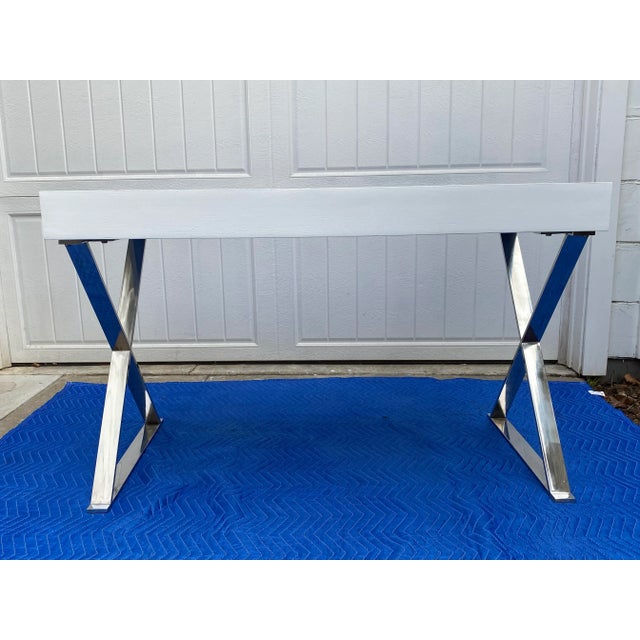 2000 - 2009 Contemporary Modern X Base Desk in the Style of Milo Baughman For Sale - Image 5 of 13