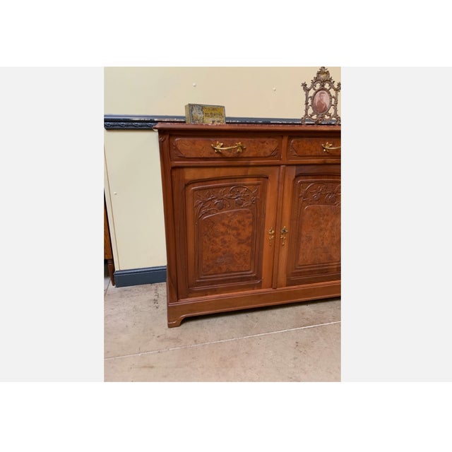 Brown Antique Art Nouveau Walnut Sideboard, 1910 For Sale - Image 8 of 13