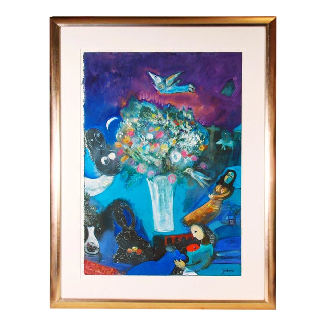 Mary Zarbano Flowers with Personages, c.1970 For Sale