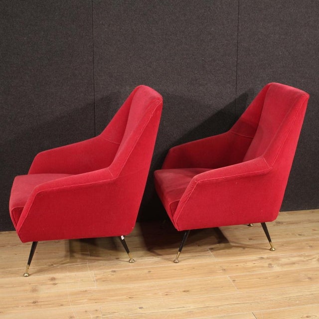 Set of Italian Armchairs in Red, 1960 For Sale - Image 12 of 14