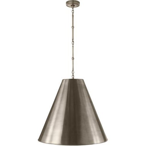 Modern Thomas O'Brien for Visual Comfort Signature Goodman Large Hanging Lamp in Antique Nickel with Antique Nickel Shade For Sale - Image 3 of 4