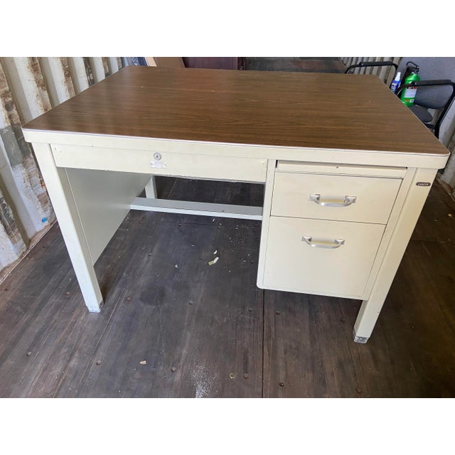 1940s Vintage Mid Century Modern Metal Tanker Desk For Sale - Image 13 of 13