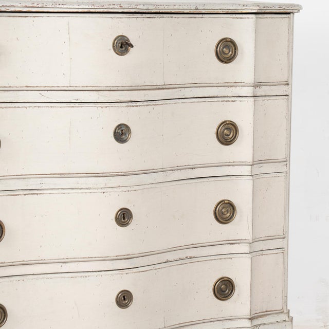 Late 18th Century White Painted Large Rococo Chest of Four Drawers, Denmark For Sale - Image 6 of 9