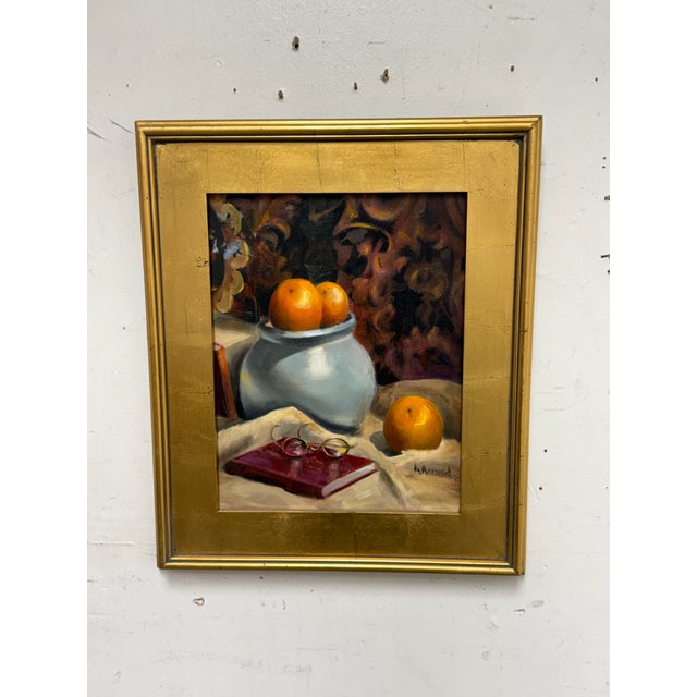Ann Arnold Custom Framed Oil on Canvas of Still Life For Sale - Image 4 of 12