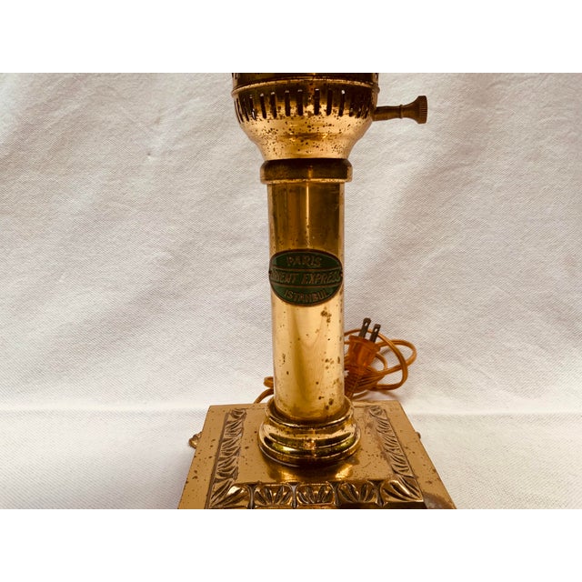Metal Vintage Orient Express Table Lamp - Brass Railroad Inspired Design, c.1980 For Sale - Image 7 of 17