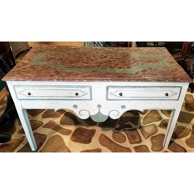 French Country Mid 19th Century French Country Painted Pine Desk Bureau Table For Sale - Image 3 of 11