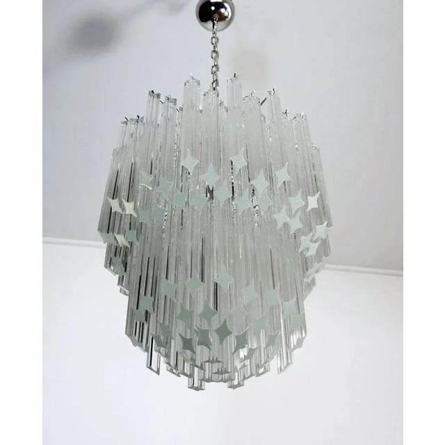 Large Clear Murano Glass Quadriedri Model Elena Ceiling Lamp in the Style of Venini, 1980s For Sale - Image 13 of 13