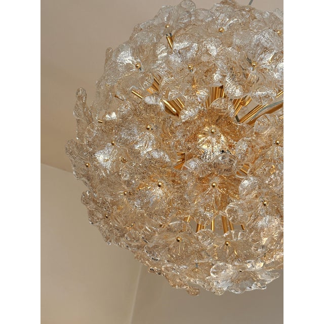 2020s Transparent and Gold Lotus Murano Style Glass Sputnik Chandelier For Sale - Image 5 of 9