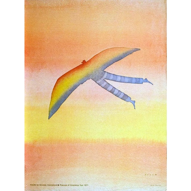 Artist: Jean-Michel Folon Title: Amnesty international Year: 1977 Signed: No Medium: Offset Lithograph Paper Size: 31.25 x...