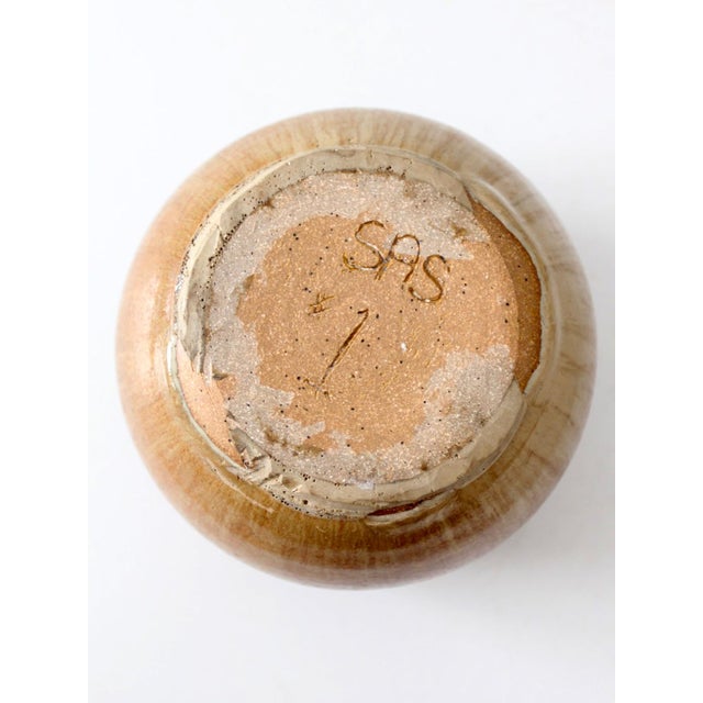Brown Vintage Handmade Studio Pottery Bowl For Sale - Image 8 of 8