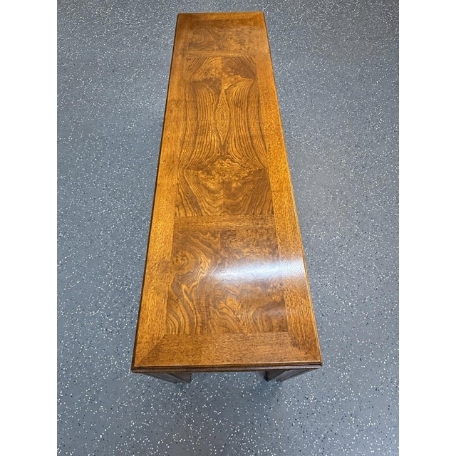 1980's Lane Furniture Bookmatched Burlwood Parsons Console Table For Sale In Baton Rouge - Image 6 of 10